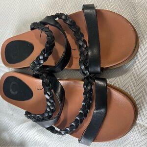 Journee Collection Black Braided Sandals